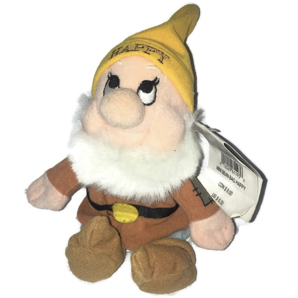 Disney Store HAPPY Mini Bean Bag 8" Snow White